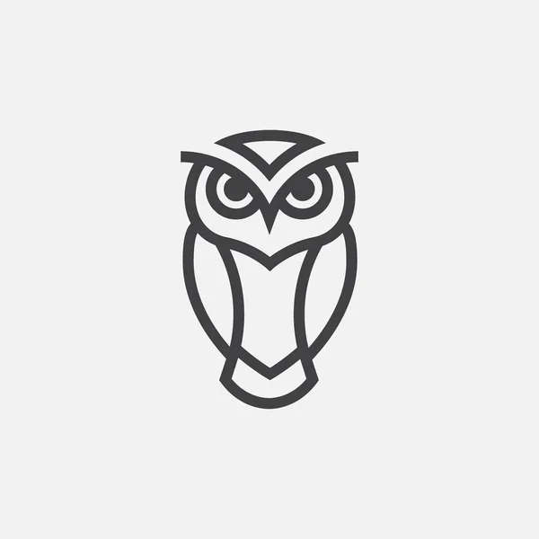 Baykuş doğrusal logo temposu, baykuş doğrusal maskot tasarımı, baykuş karakter tasarım vektör ilüstrasyonu, havalı logo