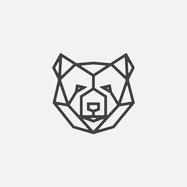 geometric bear head logo design, bear linear icon design illustrtion, bear logo design