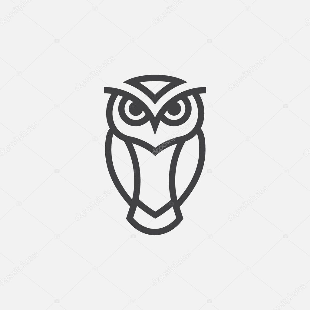 owl linear logo tempalte, owl linear mascot design, owl character design vector illustration, cool logo