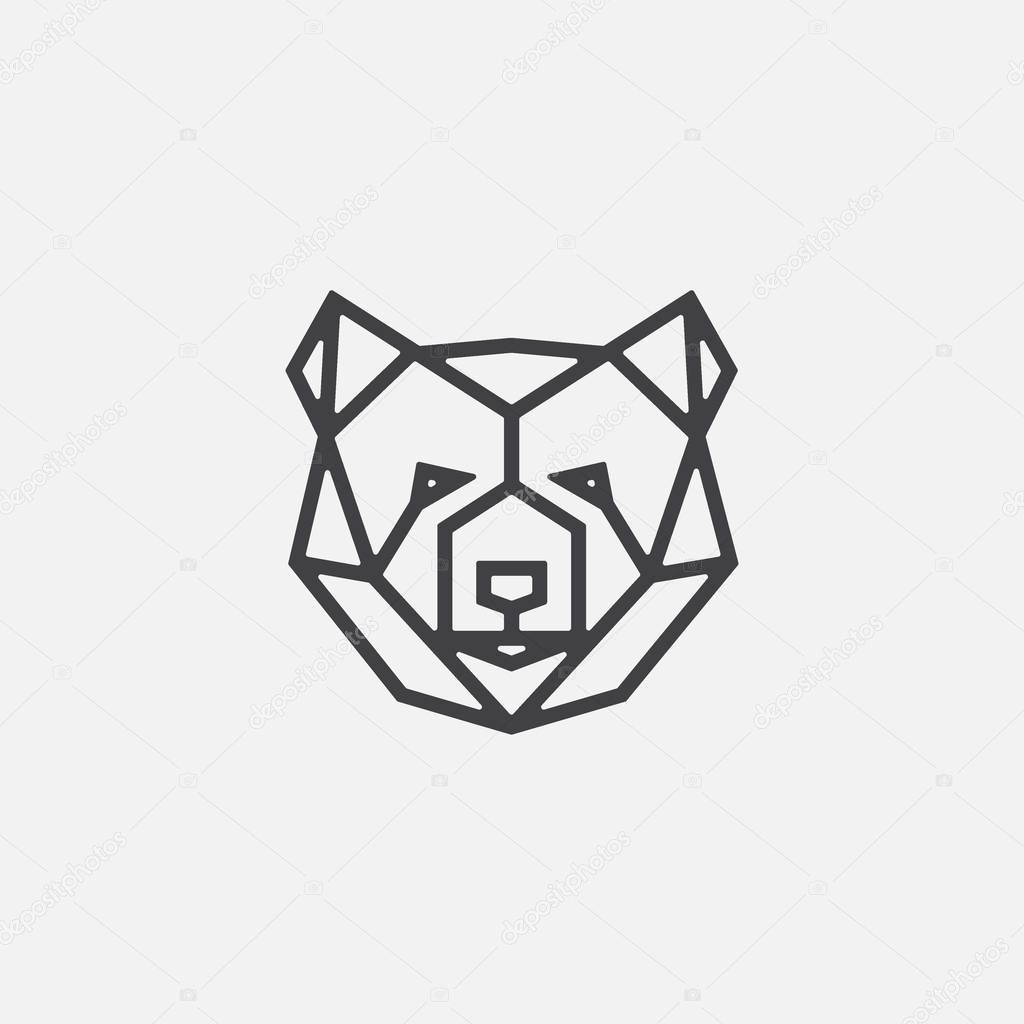 Geometric bear head logo design, bear linear icon design illustrtion, bear logo design