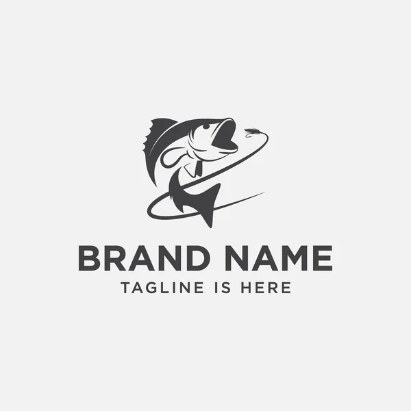 Benzersiz balıkçı logosu şablonu, unutulmaz balıkçı logosu ikonu. balıkçılık vektörü grafik illüstrasyonu
