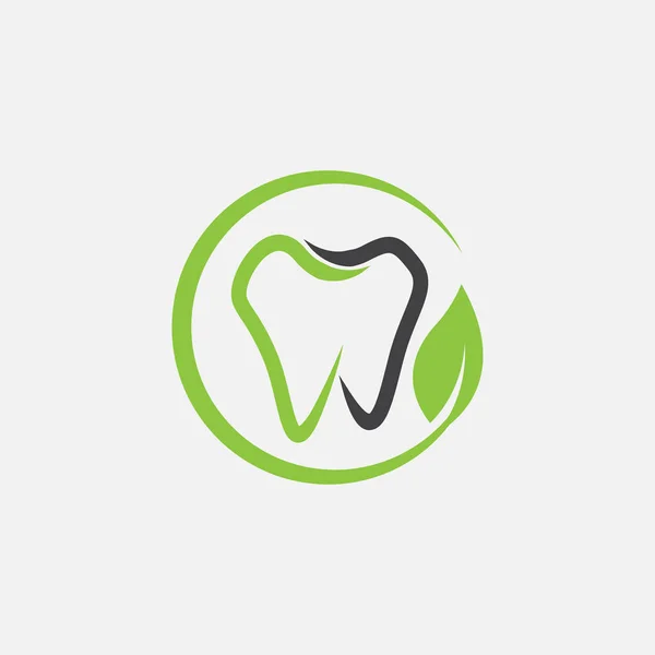 Combinação Logotipo Dental Folha Símbolo Ícone Dental Orgânico Único Modelo — Vetor de Stock