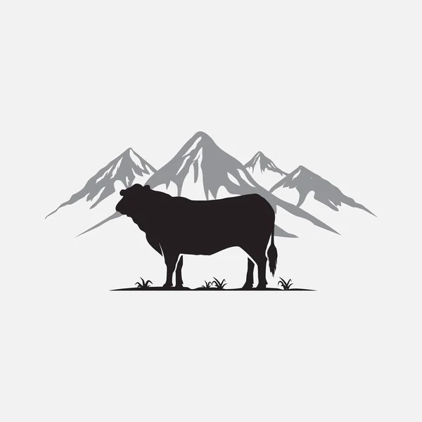 ブラックアンガスロゴベクトルデザインテンプレート 牛のファームロゴデザインイラスト牛のベクトルイラスト — ストックベクタ