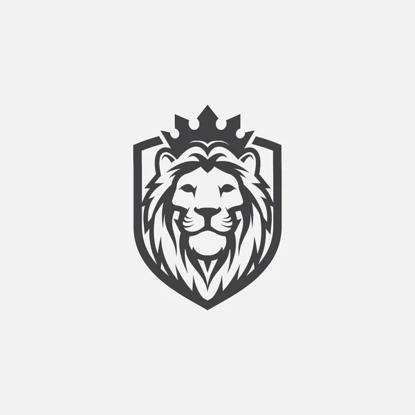 Aslan kalkanı logosu, zarif aslan kalkanı logosu çizimi, taç logolu aslan başı, aslan kalkanı sembolü.