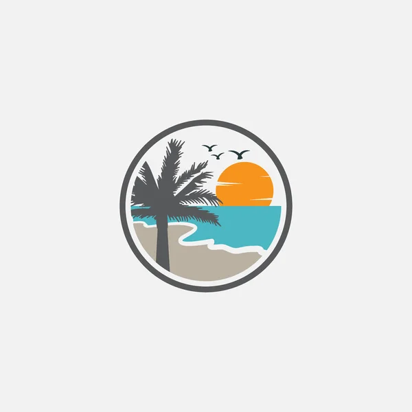 Spiaggia Logo Spiaggia Isola Logo Disegno Illustrazione Disegno Vettoriale Icone — Vettoriale Stock