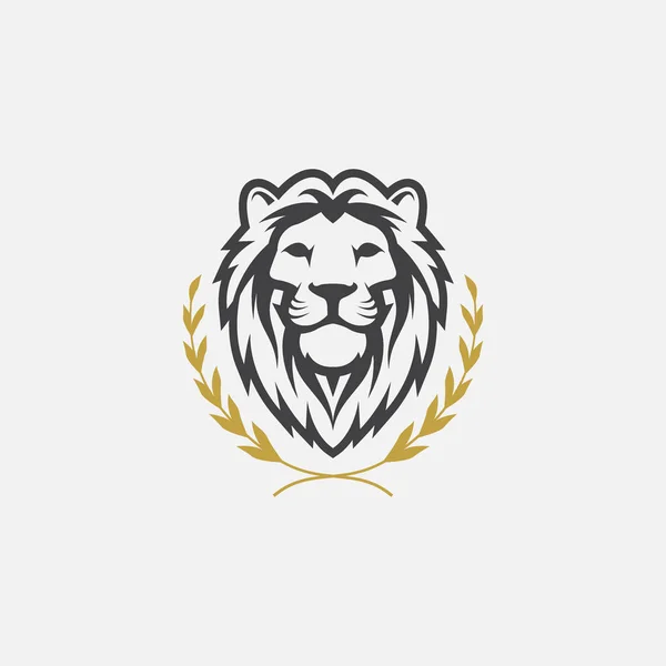 Aslan lüks logo şablonu, zarif aslan logosu tasarımı illüstrasyon, taç logolu aslan başı, aslan zarif sembol