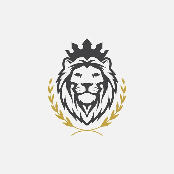 Aslan lüks logo şablonu, zarif aslan logosu tasarımı illüstrasyon, taç logolu aslan başı, aslan zarif sembol