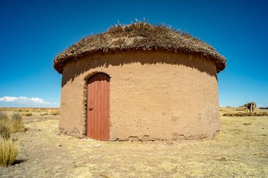 Bolivya Altiplano 'sunda Adobe' lardan Yapılmış Geleneksel Uru Evi