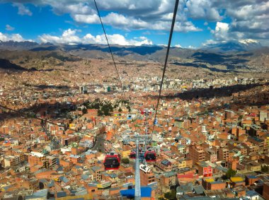Red Skytrain / Cable Car Line 'dan La Paz City' nin Manzarası