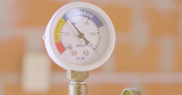 Pressure Gauge Similar Clock Blue Yellow Red Colours — Stock Video