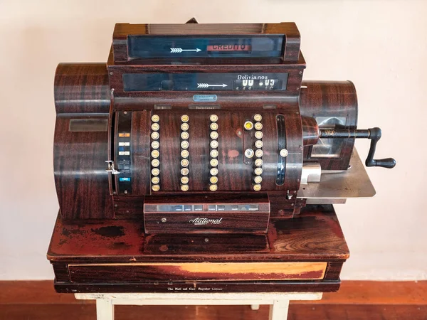 Paz Βολιβία Σεπτέμβριος 2016 Vintage Metal Και Wooden Cash Register — Φωτογραφία Αρχείου