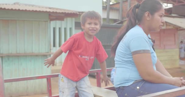 Puerto Rico Pando Bolivia April 2017 Shy Child Indigenous Features — 图库视频影像