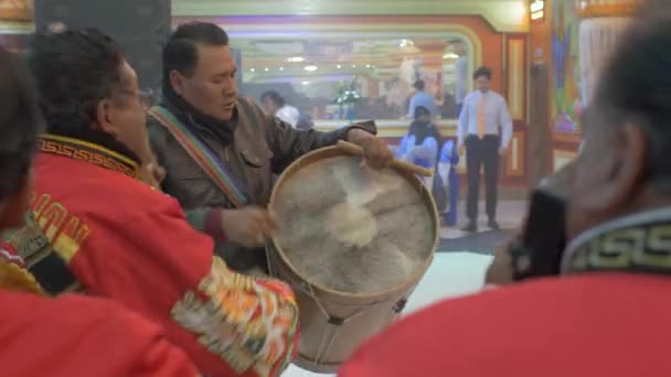 Alto Paz Bolivia Julio 2015 Músicos Indígenas Tocando Bombo Una — Vídeos de Stock