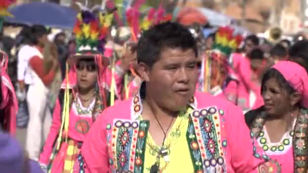 Sucre Chuquisaca Boliwia Września 2013 Typowa Folklorystyczna Boliwijska Grupa Tańca — Wideo stockowe