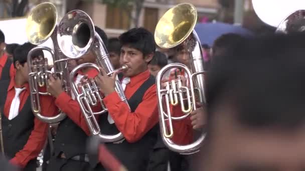 Сукре Чукисака Боливия Сентября 2013 Года Группа Музыкантов Коренных Народов — стоковое видео