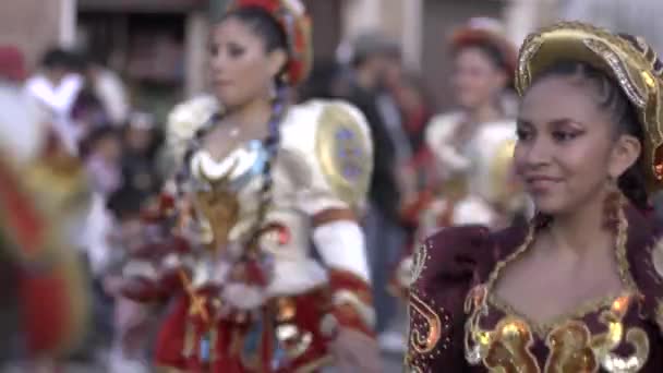 Sucre Chuquisaca Boliwia Września 2013 Typowa Folklorystyczna Boliwijska Grupa Tańca — Wideo stockowe