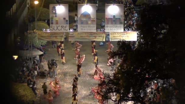 Сукре Чукисака Боливия Сентября 2013 Фольклорная Боливийская Танцевальная Группа Известная — стоковое видео