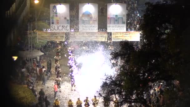 Sucre Chuquisaca Boliwia Września 2013 Typowa Folklorystyczna Boliwijska Grupa Tańca — Wideo stockowe