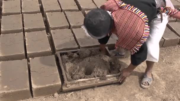 Angola Chuquisaca Boliwia Listopada 2014 Silny Brązowy Człowiek Rodzimych Cechach — Wideo stockowe