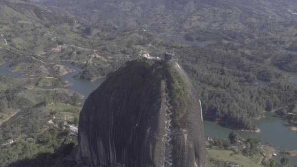 Veduta Della Pietra Peol Guatap Pendici Delle Piccole Colline Che — Video Stock