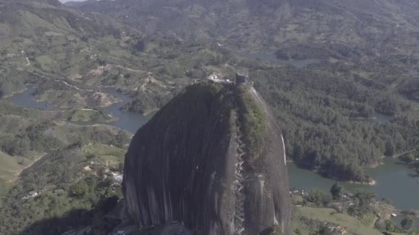 Vista Della Pietra Peol Guatap Pendici Delle Piccole Colline Che — Video Stock