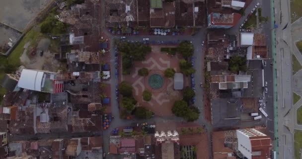 View Guatap Village Fountain Roofs Houses — Stock Video