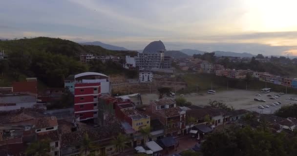 Aerial View Village Guatape Slightly Cloudy Afternoon — Stock Video