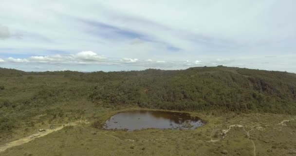 Piccola Laguna Nel Paramo Belmira Antioquia Colombia Pieno Alberi Piante — Video Stock