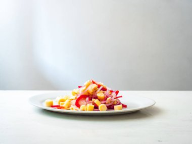 Vegan Palm Tree Heart Cebiche Peru Geleneksel Denizcilik Tabağı