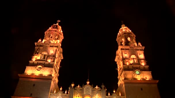 Morelia Michoacn Mexico Ocak 2011 Aile Gökyüzünde Havai Fişeklere Bakıyor — Stok video