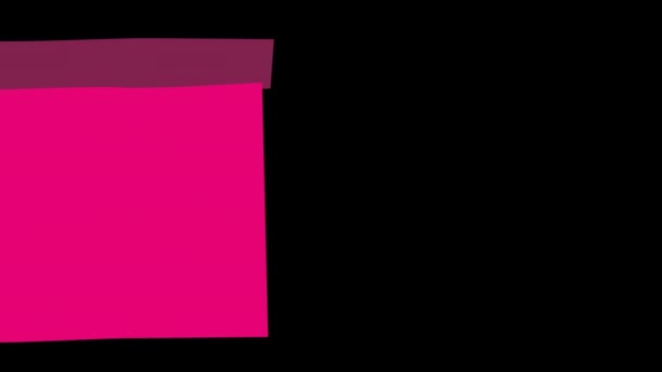 Quadrato Colore Rosa Che Appare Sul Lato Sinistro Del Foglio — Video Stock
