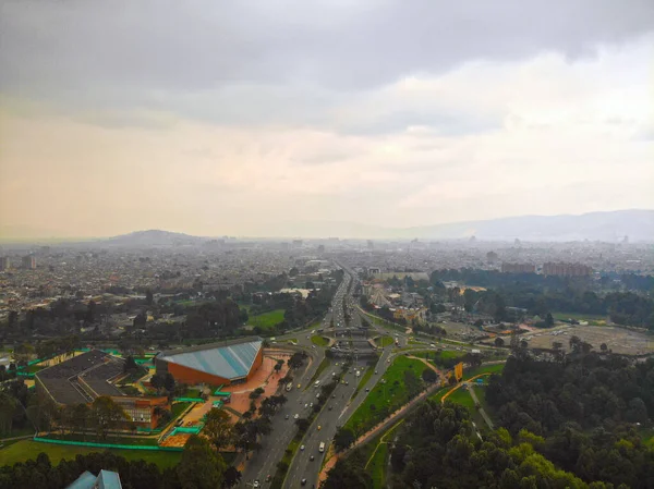 Vista Aérea Paisagem Urbana Cheia Poluição Bogotá Colômbia — Fotografia de Stock