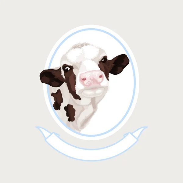 ●手描きのカラフルな牛頭。ふくらはぎ、雄牛、牛ベクトルイラスト。農場の動物のコレクション。乳製品の設計. — ストックベクタ