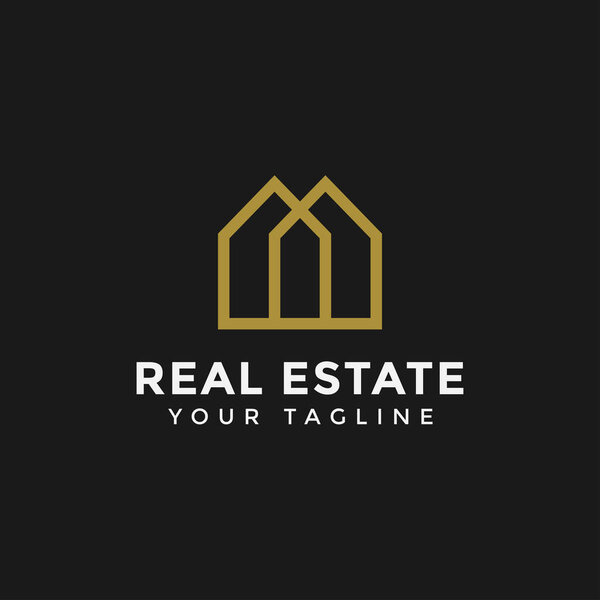 Abstract Simple Elegant Real Estate Logo Line Design Template