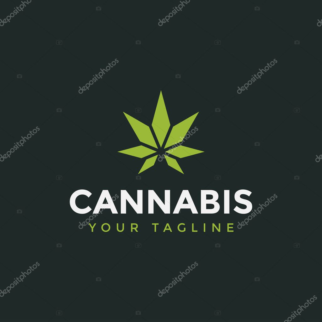Geometric Cannabis Leaf Logo Design Template Illustration