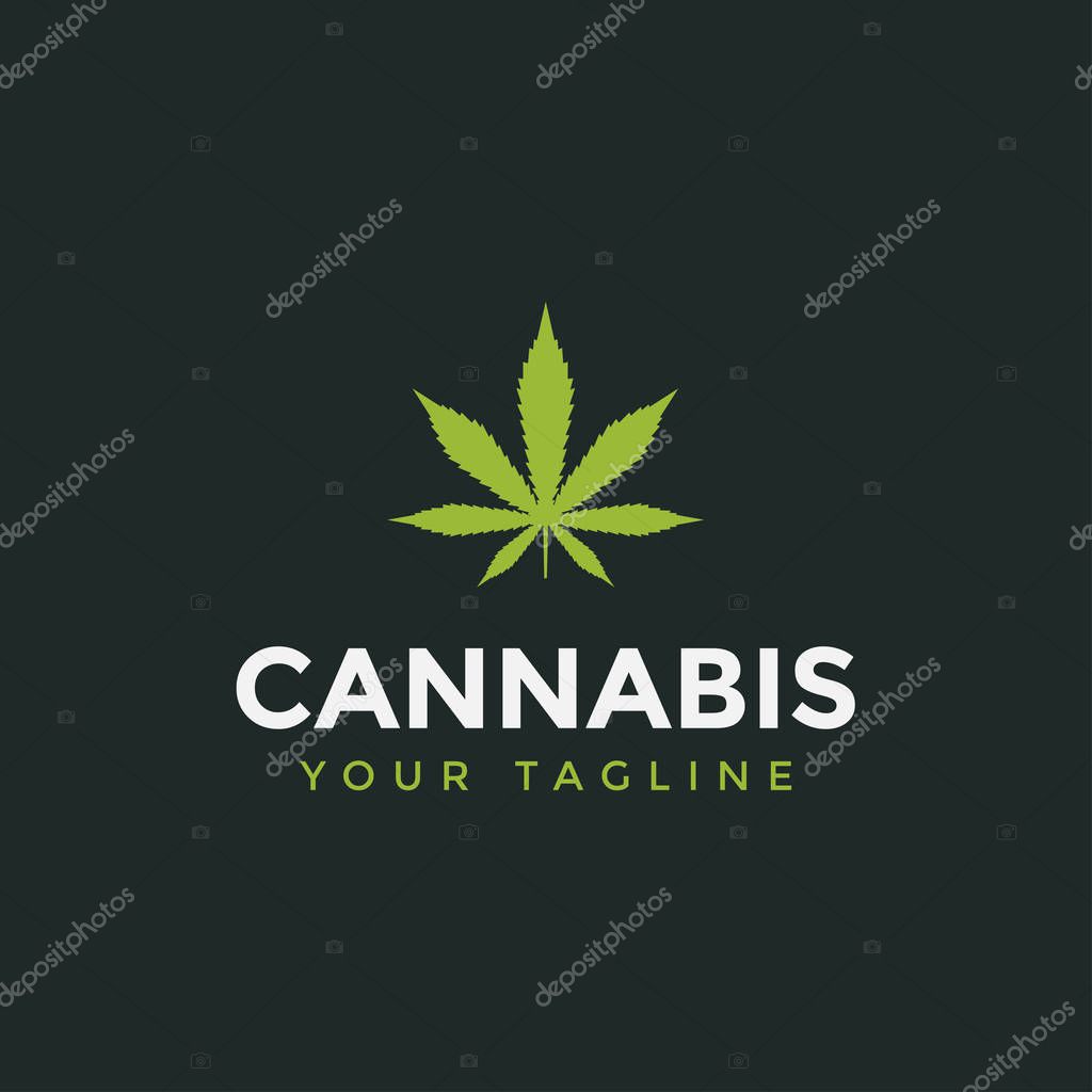 Cannabis Leaf Logo Design Template Illustration