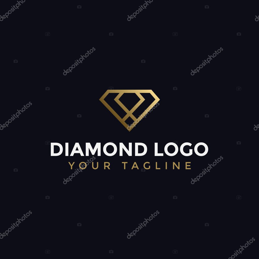 Abstract Elegant Diamond Jewelry Line Logo Design Template