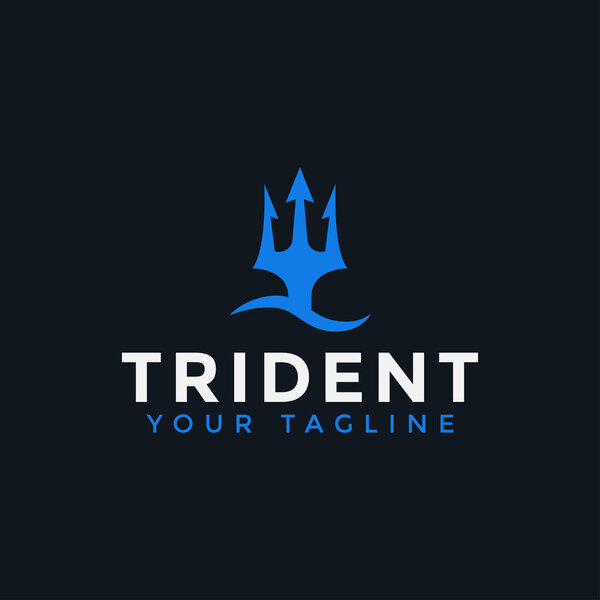 Trident Neptune Poseidon and Sea Wave logo design Template