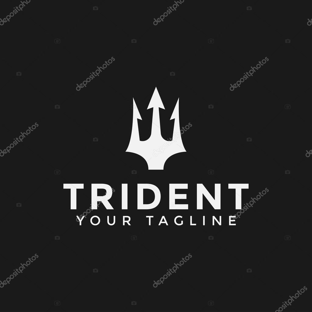 Trident Neptune Poseidon logo design Template