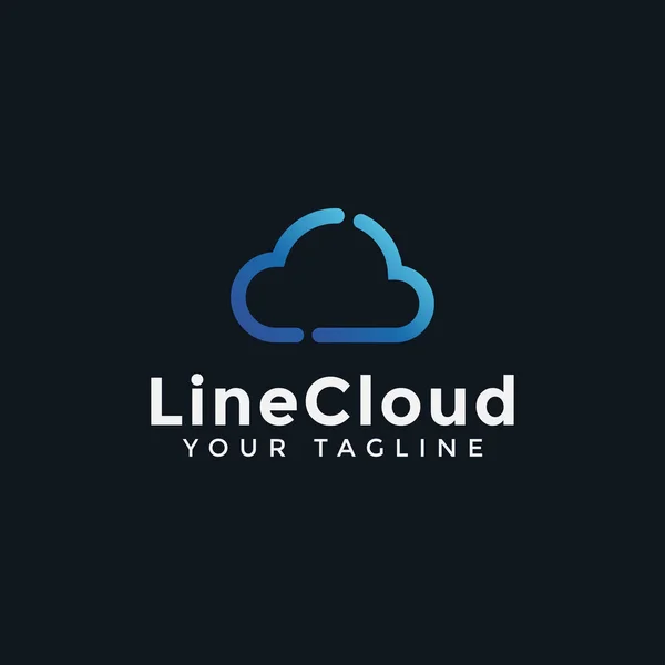 Modelo de design de logotipo de nuvem de linha simples —  Vetores de Stock