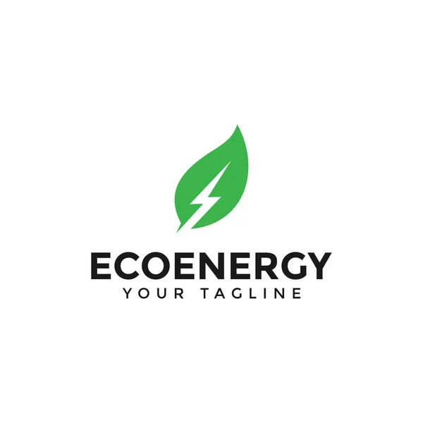 Eco Leaf och Power Energy Lightning Bolt logotyp Design Mall — Stock vektor