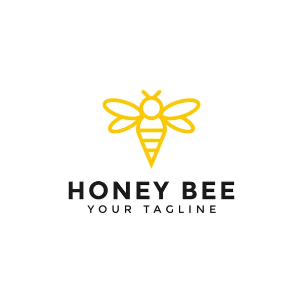 Plantilla de diseño de logotipo de línea de abeja miel — Vector de stock