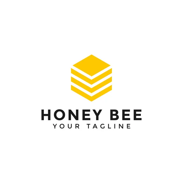 Plantilla de diseño de logotipo de abeja de peine de miel — Vector de stock