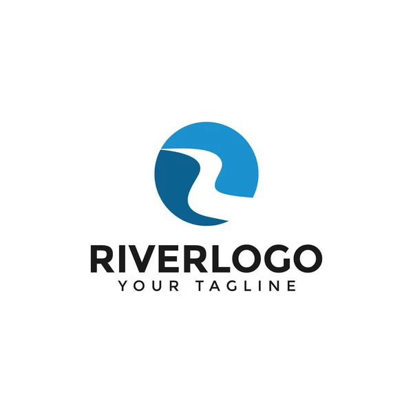 Initial av bokstaven R River, Creek Logo Design Mall — Stock vektor