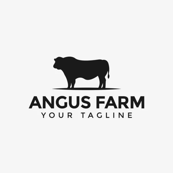 Szarvasmarha Angus Farm vagy Tehén Ranch, Marha Logo Design Template — Stock Vector