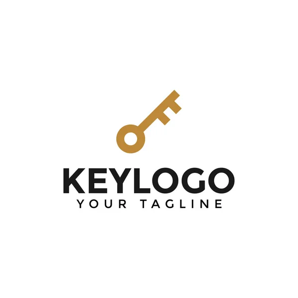 Simple Golden Key Logo Design Template — Stock Vector