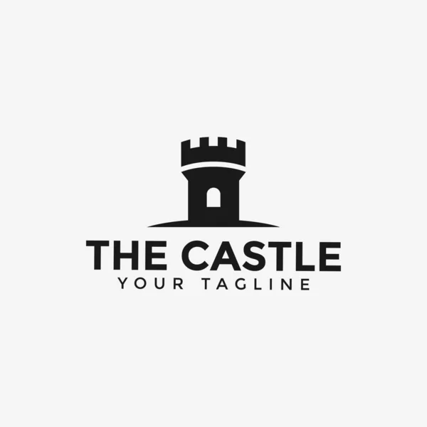 Castle Tower, Fortress Building Logo Design Template — Stock Vector