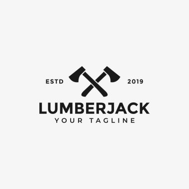 Vintage Crossed Axe, Lumberjack, Wood Logging Logo Design