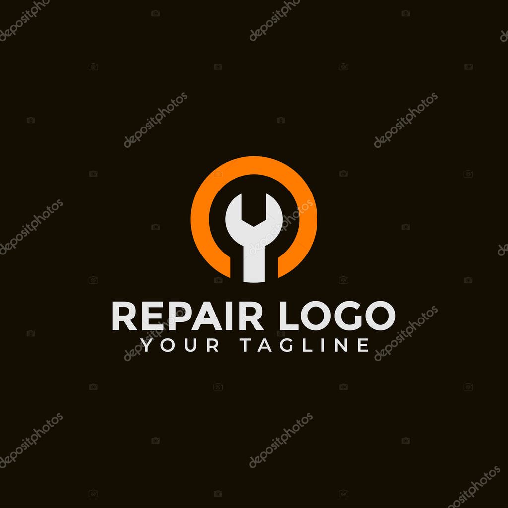 Circle Wrench, Repair Service, Fix, Maintenance Logo Design