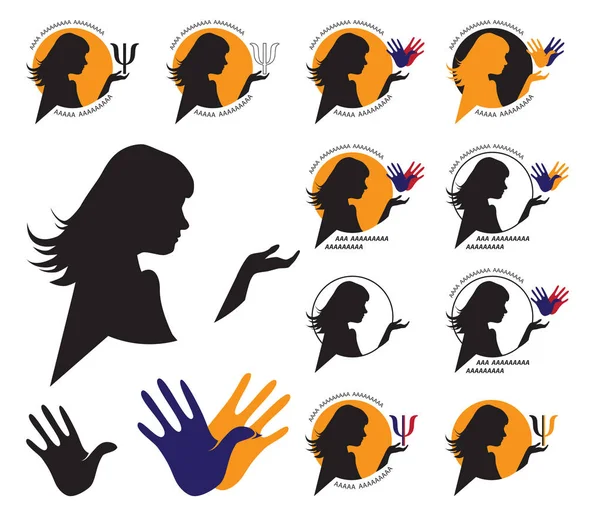 Ilustración Sobre Fondo Blanco Círculo Silueta Una Mujer Signo Psicología — Archivo Imágenes Vectoriales